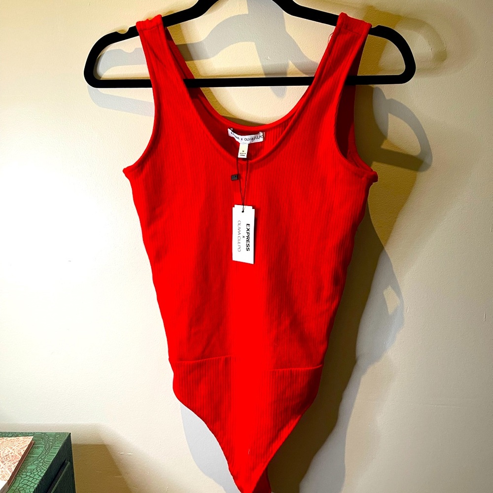 Express X Olivia Culpo Red bodysuit